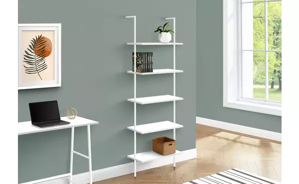 bookcase - 72 h ladder white - white metal by monarch specialties