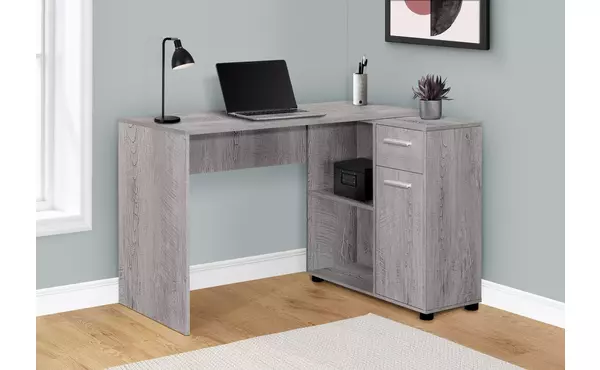 computer desk - 46 l - industrial grey - storage cabinet by monarch specialties