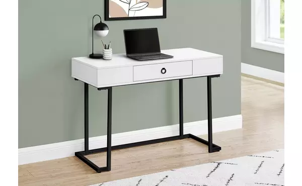 computer desk - 42 l - white - black metal by monarch specialties