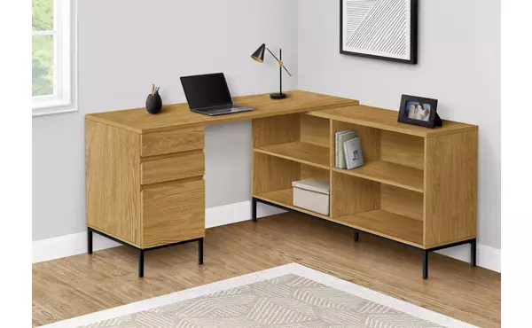computer desk - 60 l - light oak l-shaped corner by monarch specialties