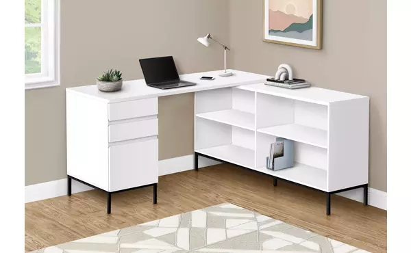 computer desk - 60 l - white l-shaped corner by monarch specialties