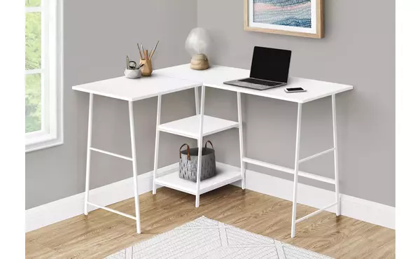 computer desk - 48 l - white top - white metal corner by monarch specialties
