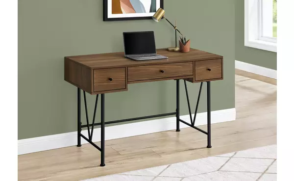 computer desk - 48 l - walnut - black metal by monarch specialties