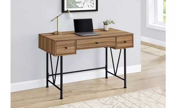 computer desk - 48 l - light reclaimed wood - black metal by monarch specialties