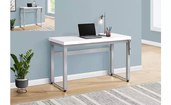 computer desk - 48 l - white - adj.height- silver metal by monarch specialties