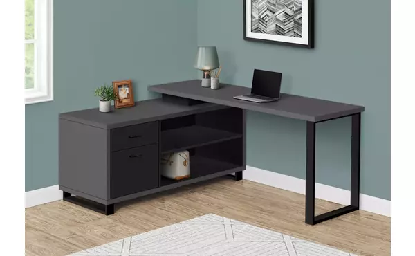 computer desk - 72 l modern grey - black executive corner by monarch specialties