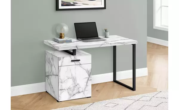 computer desk - 48 l - white marble left or right facing by monarch specialties