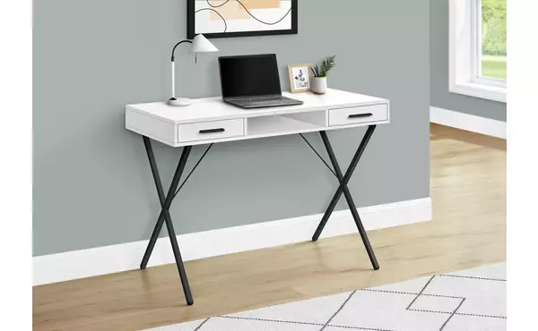 computer desk - 42 l - white - black metal by monarch specialties