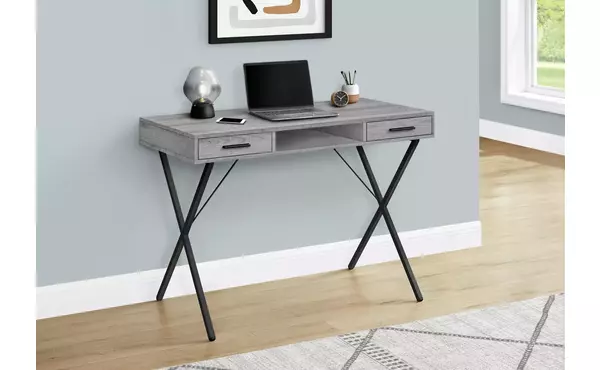 computer desk - 42 l - grey - black metal by monarch specialties