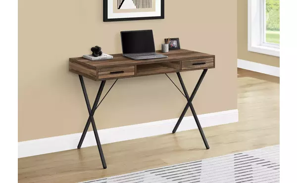 computer desk - 42 l - brown reclaimed wood - black metal by monarch specialties