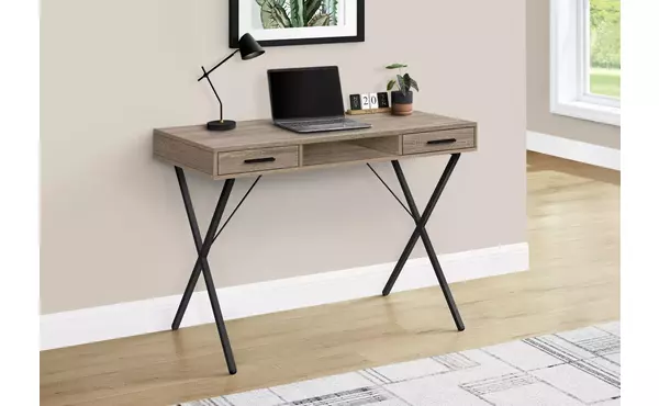 computer desk - 42 l - dark taupe - black metal by monarch specialties