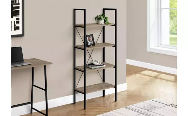 bookcase - 48 h - dark taupe - black metal by monarch specialties