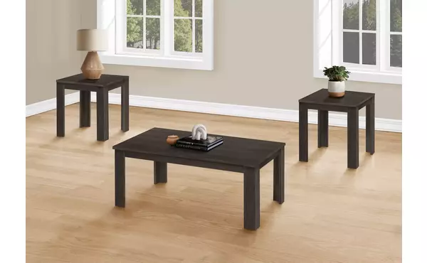 table set - 3pcs set - brown oak by monarch specialties