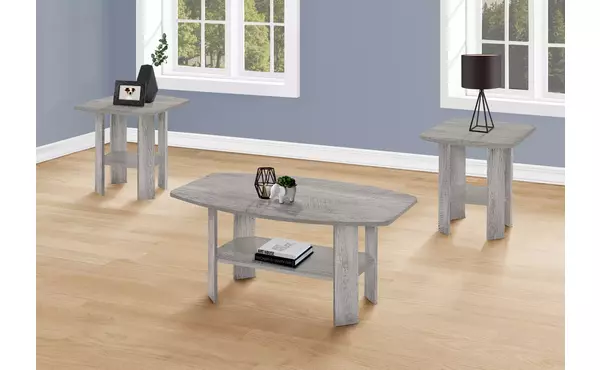 table set - 3pcs set - industrial grey by monarch specialties