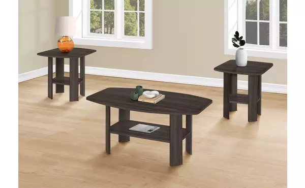 table set - 3pcs set - brown oak by monarch specialties