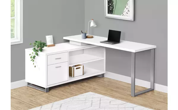 computer desk - 72 l white - silver executive corner by monarch specialties