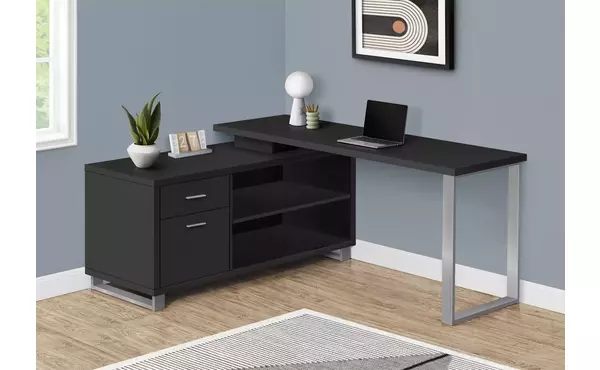computer desk - 72 l black - silver executive corner by monarch specialties
