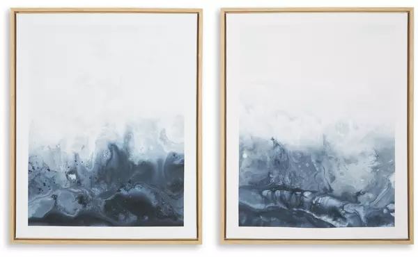 holport blue/white wall art set (2/cn) by ashley