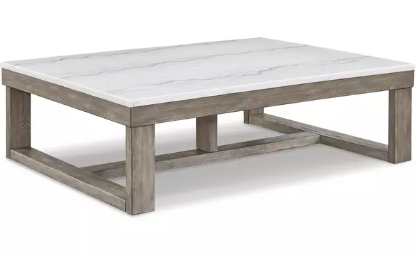 loyaska brown/ivory rectangular cocktail table by ashley