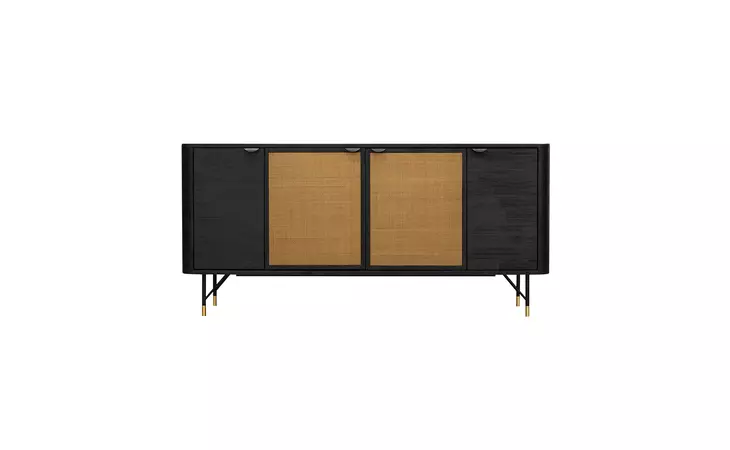 LCSRBUBL  SARATOGA SIDEBOARD BUFFET IN BLACK ACACIA WITH RATTAN