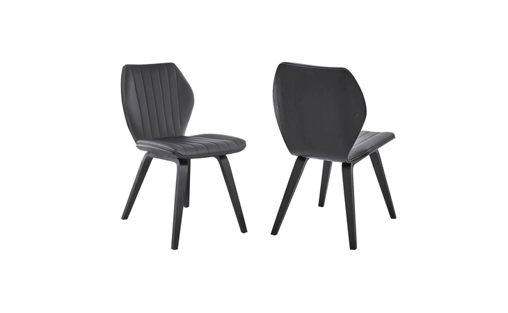 LCONSIBLGR  ONTARIO GRAY FAUX LEATHER AND BLACK WOOD DINING CHAIRS - SET OF 2