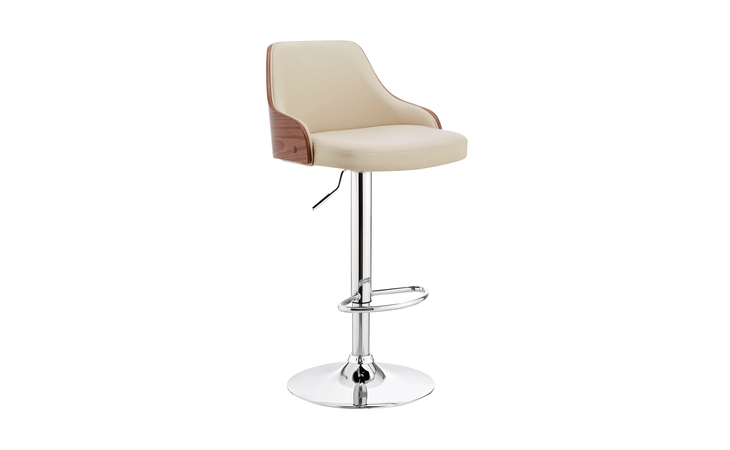 LCARBAWACR  ASHER ADJUSTABLE CREAM FAUX LEATHER AND CHROME FINISH BAR STOOL