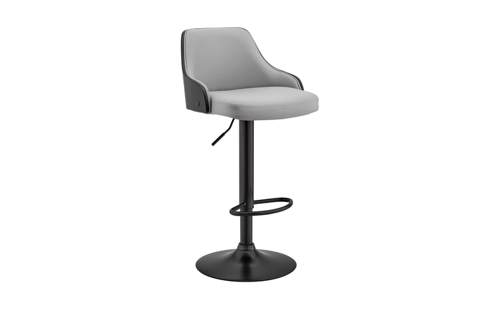 LCARBABLBLGR  ASHER ADJUSTABLE GRAY FAUX LEATHER AND BLACK FINISH BAR STOOL