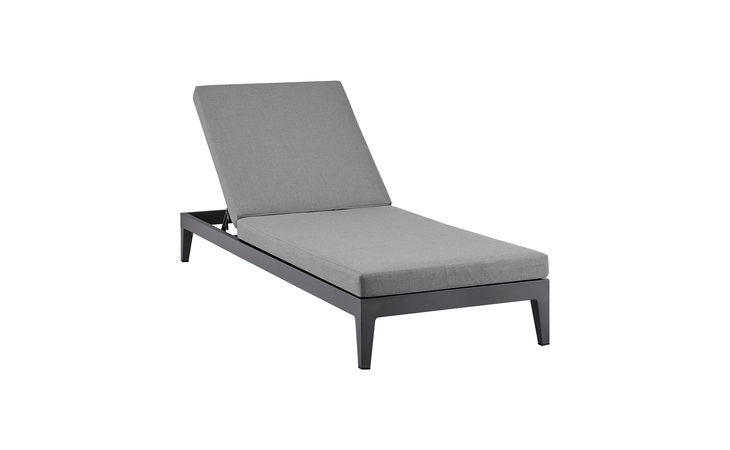 LCMQLOGR  MENORCA OUTDOOR PATIO ADJUSTABLE CHAISE LOUNGE CHAIR IN ALUMINUM WITH GRAY CUSHIONS