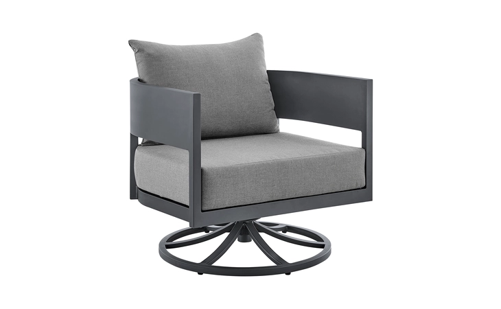 LCMQSCHDGRY  MENORCA OUTDOOR PATIO SWIVEL ROCKING CHAIR IN GRAY ALUMINUM WITH CUSHIONS