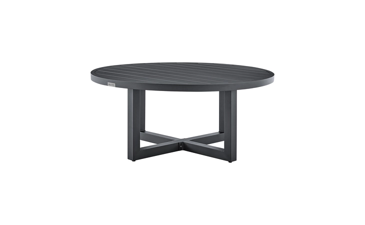 LCMQRCOTDGRY  MENORCA OUTDOOR PATIO ROUND COFFEE TABLE IN GRAY ALUMINUM