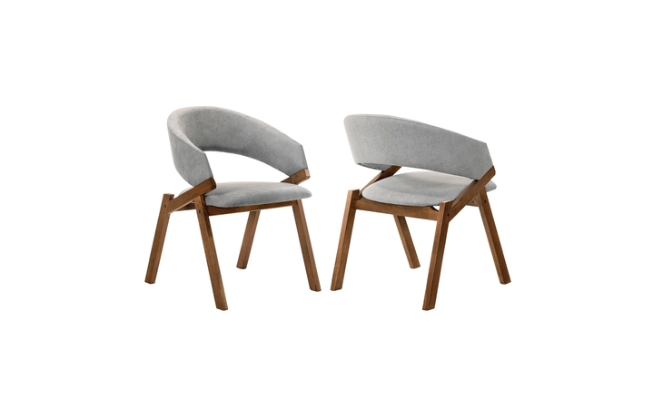 LCTASIGRWA  TALULAH GRAY FABRIC AND WALNUT VENEER DINING SIDE CHAIRS - SET OF 2