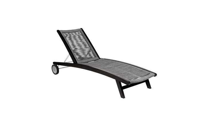 LCODLOGRY  ODETTE OUTDOOR PATIO ADJUSTABLE CHAISE LOUNGE CHAIR IN EUCALYPTUS WOOD AND GRAY ROPE