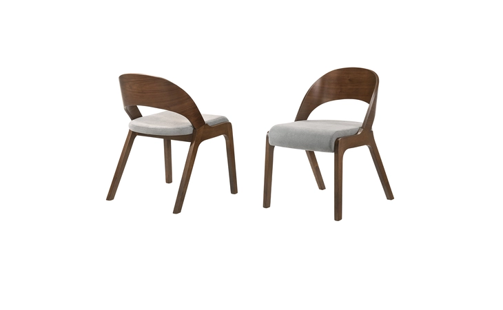 LCPLSIGRWA  POLLY MID-CENTURY GRAY UPHOLSTERED DINING CHAIRS IN WALNUT FINISH - SET OF 2