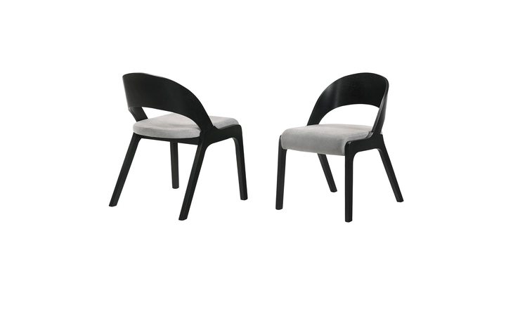 LCPLSIGRBL  POLLY MID-CENTURY GRAY UPHOLSTERED DINING CHAIRS IN BLACK FINISH - SET OF 2