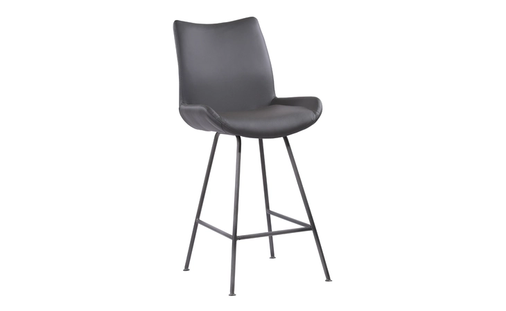 LCCDBAGR26  CORONADO CONTEMPORARY 26 COUNTER HEIGHT BARSTOOL IN BRUSHED GRAY POWDER COATED FINISH AND GRAY FAUX LEATHER