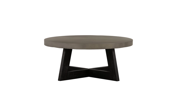 LCCHCOCC  CHESTER MODERN CONCRETE AND ACACIA ROUND COFFEE TABLE