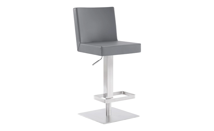 LCLGSWBABSGR  LEGACY ADJUSTABLE HEIGHT SWIVEL GRAY FAUX LEATHER AND BRUSHED STAINLESS STEEL BAR STOOL