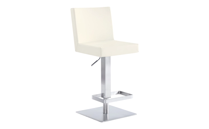 LCLGSWBABSWH  LEGACY ADJUSTABLE HEIGHT SWIVEL OFF-WHITE FAUX LEATHER AND BRUSHED STAINLESS STEEL BAR STOOL