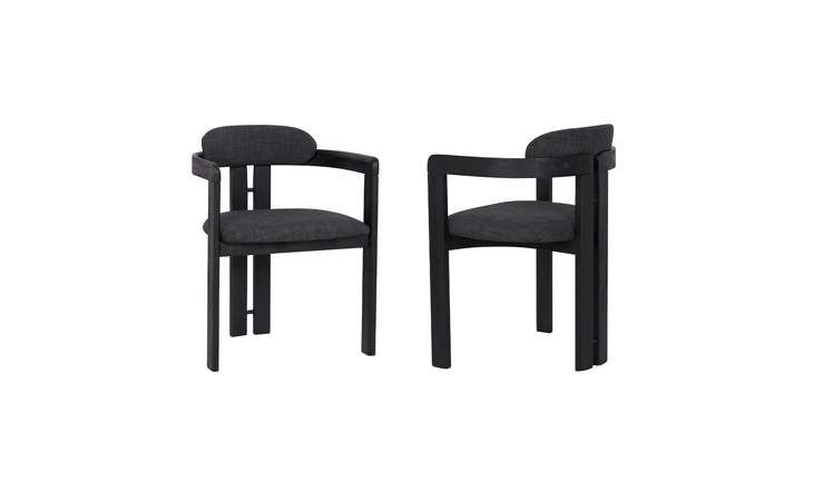 LCJZCHCHBL  JAZMIN CONTEMPORARY DINING CHAIR IN BLACK BRUSHED WOOD FINISH AND CHARCOAL FABRIC - SET OF 2