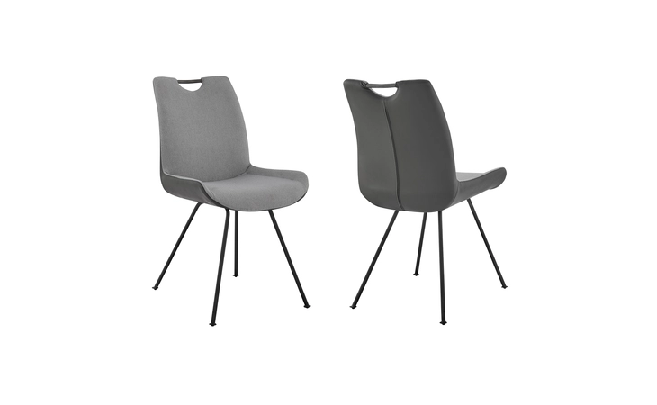 LCCDSIPW  CORONADO CONTEMPORARY DINING CHAIR IN GRAY POWDER COATED FINISH AND PEWTER FABRIC - SET OF 2