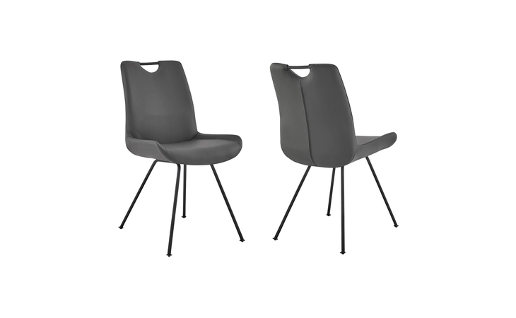 LCCDSIGR  CORONADO CONTEMPORARY DINING CHAIR IN GRAY POWDER COATED FINISH AND GRAY FAUX LEATHER - SET OF 2