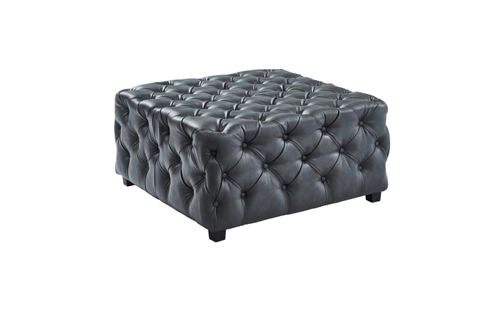 LCTSOTPUGR  TAURUS CONTEMPORARY OTTOMAN IN GRAY FAUX LEATHER WITH WOOD LEGS