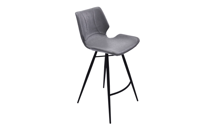LCZUBAVGBL26  ZURICH 26 COUNTER HEIGHT METAL BARSTOOL IN VINTAGE GRAY FAUX LEATHER AND BLACK METAL FINISH