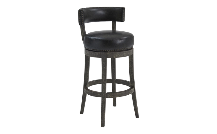 LCCBBAGRON26  CORBIN 26 COUNTER HEIGHT SWIVEL ONYX FAUX LEATHER AND AMERICAN GRAY WOOD BAR STOOL