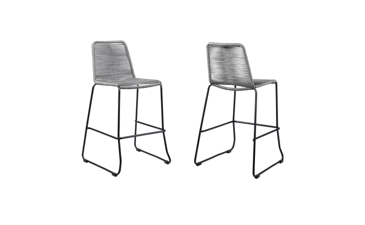 LCSTBABLGRY26  SHASTA 26 OUTDOOR METAL AND GRAY ROPE STACKABLE COUNTER STOOL - SET OF 2