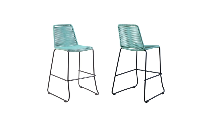 LCSTBABLWSB26  SHASTA 26 OUTDOOR METAL AND WASABI ROPE STACKABLE COUNTER STOOL - SET OF 2
