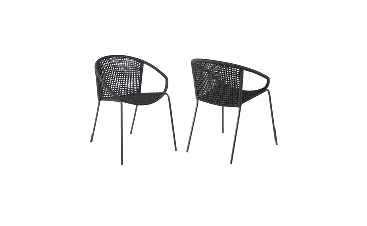 LCSNSIBL  SNACK INDOOR OUTDOOR STACKABLE STEEL DINING CHAIR WITH BLACK ROPE - SET OF 2