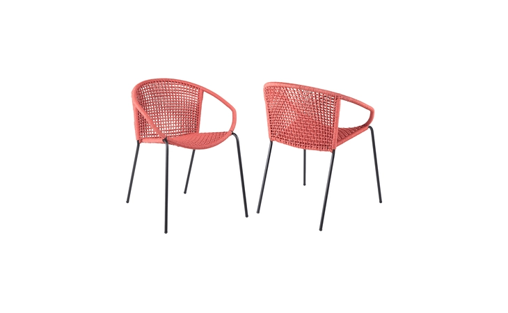 LCSNSIBRK  SNACK INDOOR OUTDOOR STACKABLE STEEL DINING CHAIR WITH BRICK RED ROPE - SET OF 2