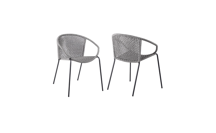 LCSNSIGRY  SNACK INDOOR OUTDOOR STACKABLE STEEL DINING CHAIR WITH GRAY ROPE - SET OF 2