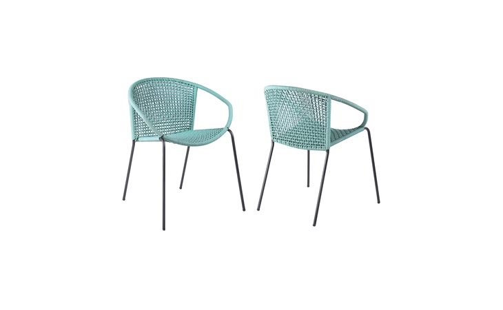 LCSNSIWSB  SNACK INDOOR OUTDOOR STACKABLE STEEL DINING CHAIR WITH WASABI ROPE - SET OF 2